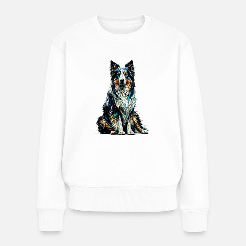 Polygon Art Border Collie Border Collies - Frauen Premium Bio Pullover - Weiß
