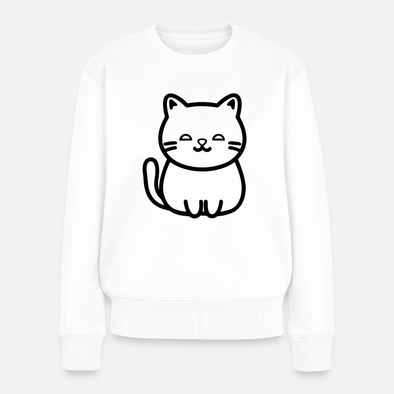 Katze - Frauen Premium Bio Pullover - Weiß