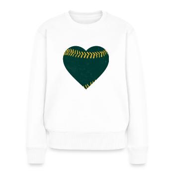 Vintage Baseball Herz - Frauen Premium Bio Pullover - Weiß - Vorne - Julia (174cm)