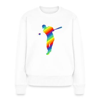Baseball - Frauen Premium Bio Pullover - Weiß - Vorne - Julia (174cm)