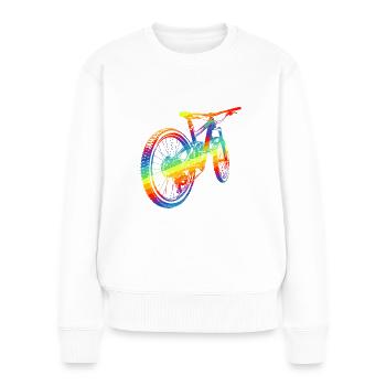 BMX Fahrrad bunt - Frauen Premium Bio Pullover - Weiß - Vorne - Julia (174cm)