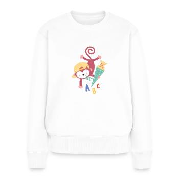 Monkey with school cone school enrollment - Women's Premium Organic Jumper - white - Front - Julia (174cm)