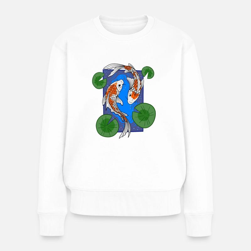Koi Fische - Frauen Premium Bio Pullover - Weiß