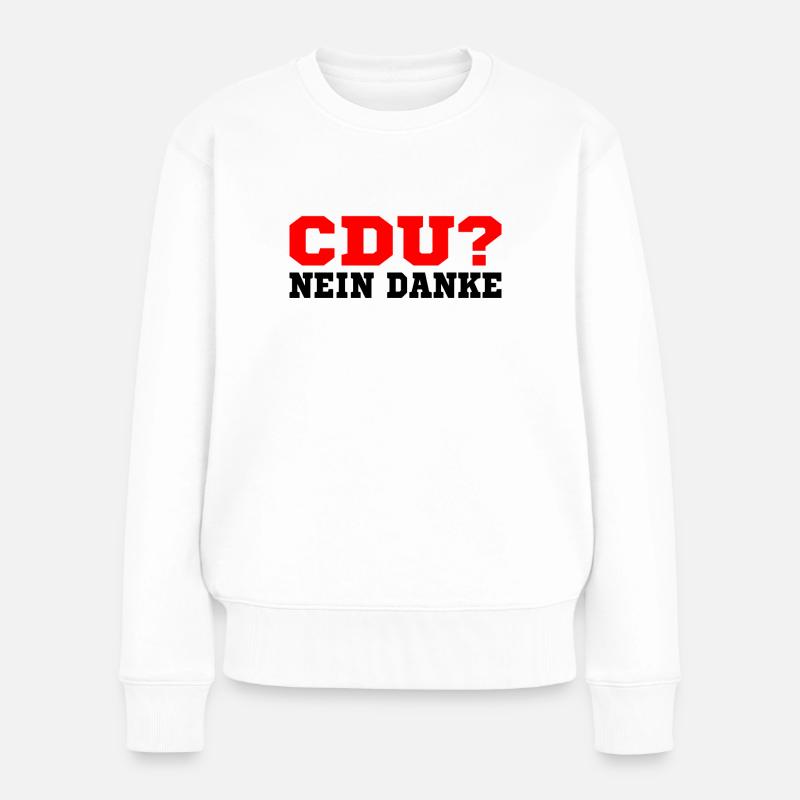 Cdu - Frauen Premium Bio Pullover - Weiß