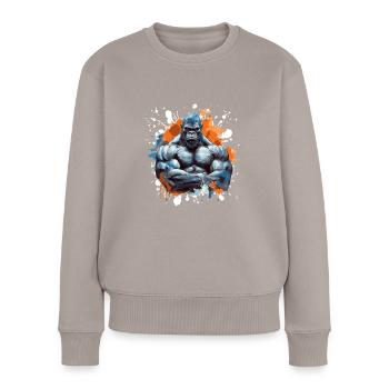 Gorille Bodybuilding Beast - Pull Premium bio Femme - taupe - Devant - Julia (174cm)
