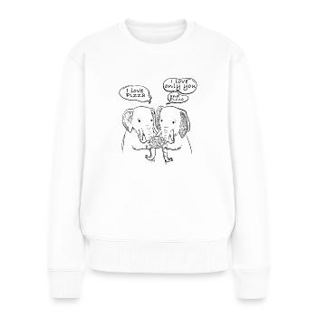 I love Pizza Elefanten - Frauen Premium Bio Pullover - Weiß - Vorne - Julia (174cm)
