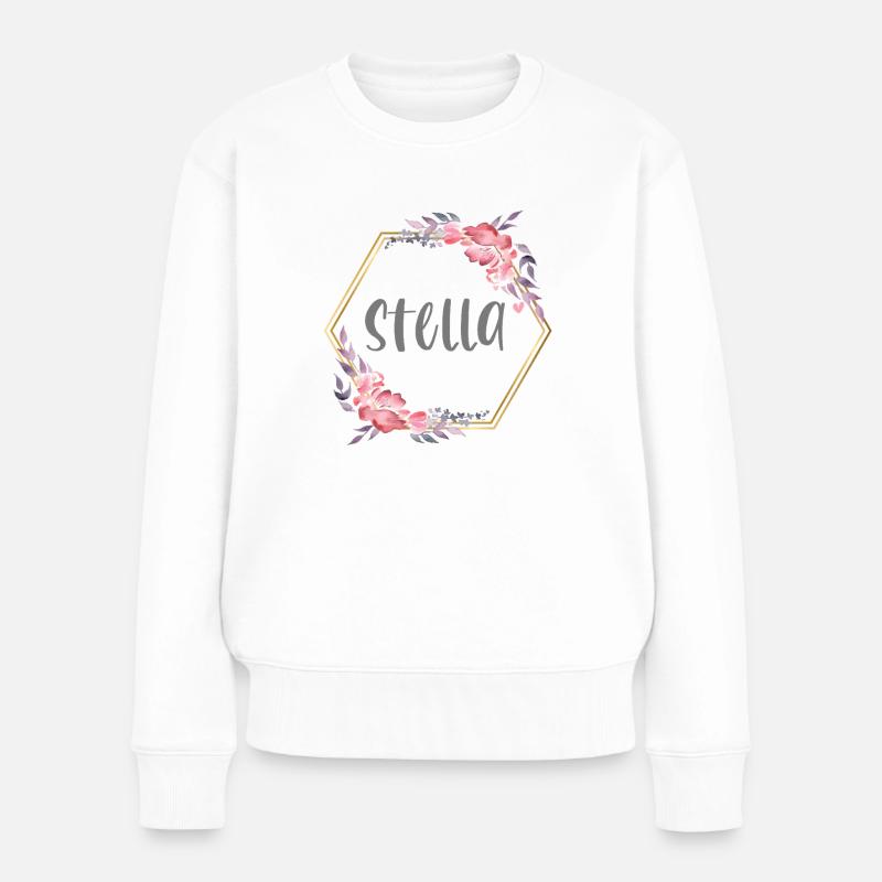Stella Mädchen Name personalisiertes Geschenk - Frauen Premium Bio Pullover - Weiß