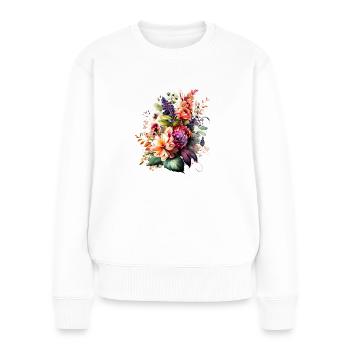 Schöner mehrfarbiger Blumenstrauß - Frauen Premium Bio Pullover - Weiß - Vorne - Julia (174cm)