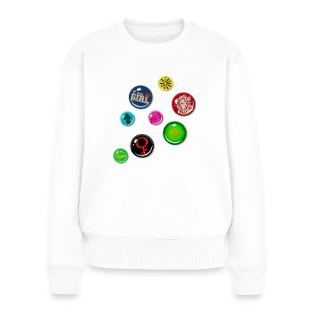 Pin Fake Buttons Fille Fille Puissance - Pull Premium bio Femme - blanc - Devant - Julia (174cm)