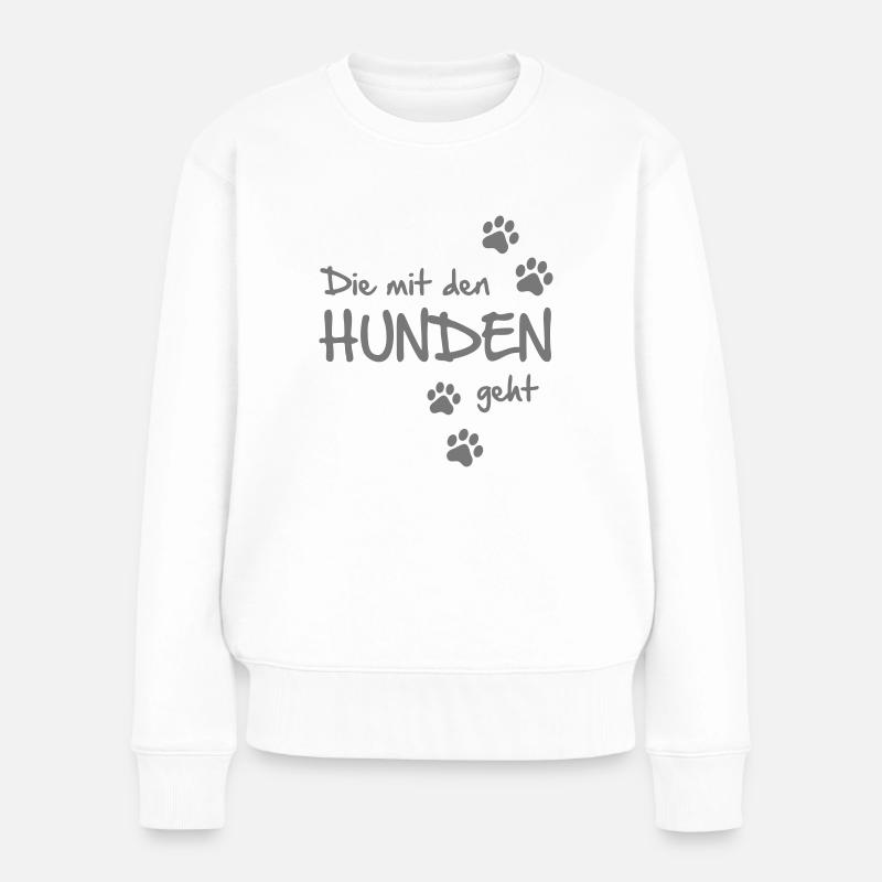 Die mit den Hunden geht - Frauen Premium Bio Pullover - Weiß