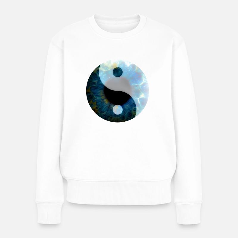 Yin - Yeux Yang - Pull Premium bio Femme - blanc