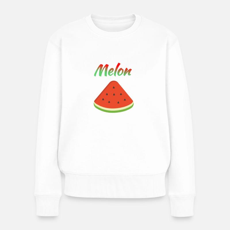 melone / melon - Frauen Premium Bio Pullover - Weiß