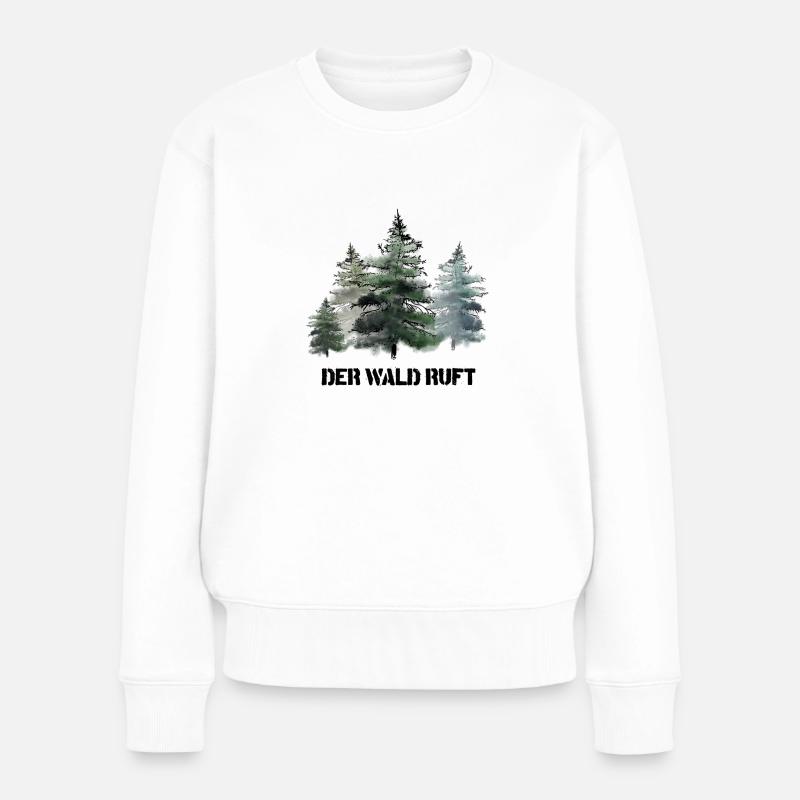 Der Wald ruft - Frauen Premium Bio Pullover - Weiß