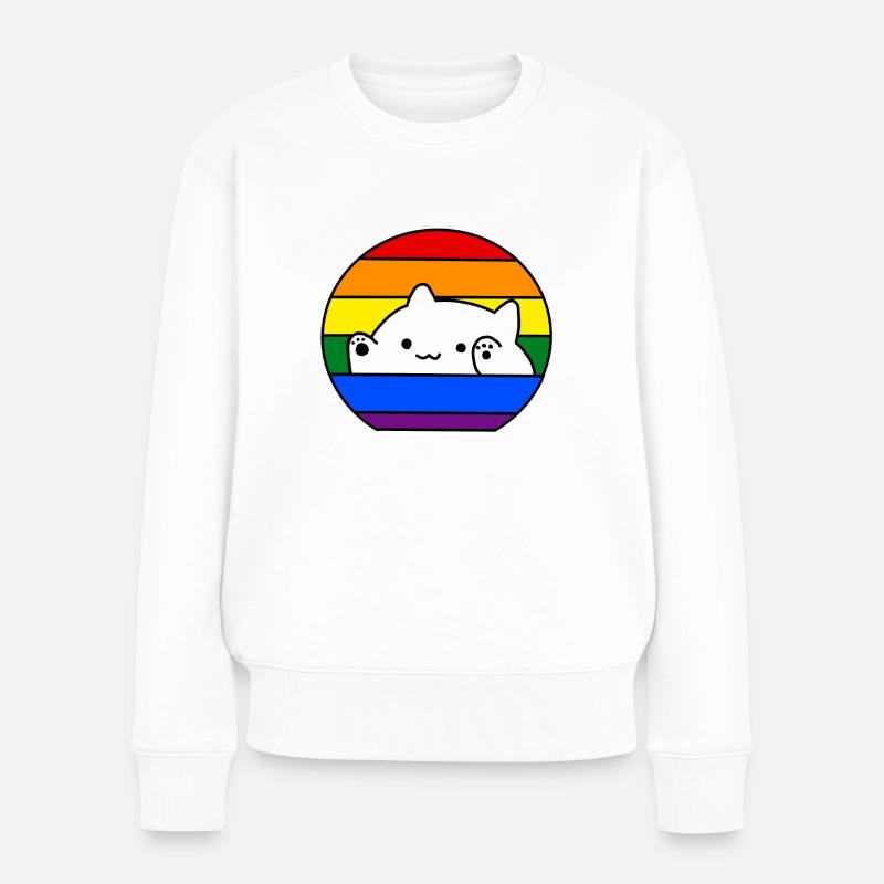 Pride Bongo Katze - Frauen Premium Bio Pullover - Weiß