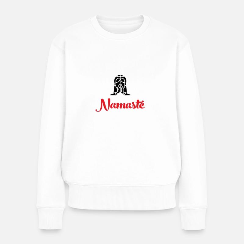 Namaste - Frauen Premium Bio Pullover - Weiß
