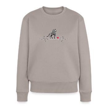 zebra coeur battement heartbeat afrika rayures coeur - Pull Premium bio Femme - taupe - Devant - Julia (174cm)