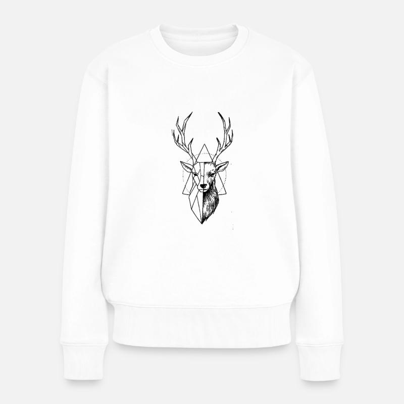 Cerf de la Forêt-Noire Tête de cerf - Pull Premium bio Femme - blanc