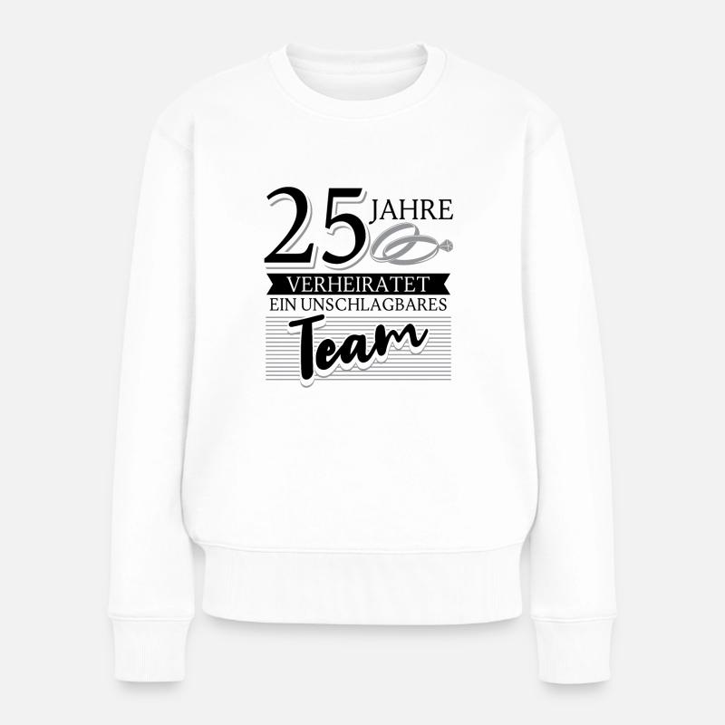 Silberhochzeit 25 Jahre Verheiratet Hochzeitstag - Frauen Premium Bio Pullover - Weiß