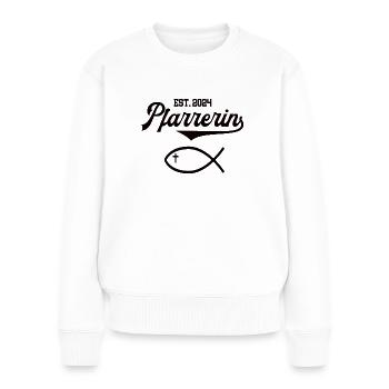 Pfarrerin est 2024 Fisch Symbol Christentum Kirche - Frauen Premium Bio Pullover - Weiß - Vorne - Julia (174cm)