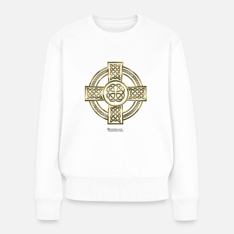Keltisches Kreuz - Frauen Premium Bio Pullover - Weiß