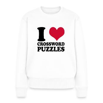 Mots croisés J’adore les mots croisés - Pull Premium bio Femme - blanc - Devant - Julia (174cm)