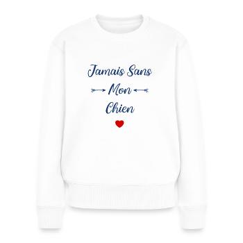 Jamais sans mon chien - Pull Premium bio Femme - blanc - Devant - Julia (174cm)
