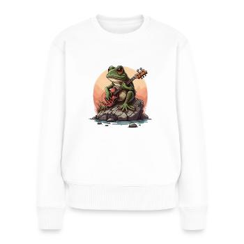 Frosch spielt Gitarre Frösche Kröte Amphibie - Frauen Premium Bio Pullover - Weiß - Vorne - Julia (174cm)