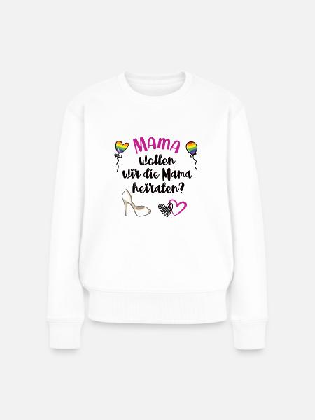 Heiratsantrag Lesbische Hochzeit LGBT Lesbe Heirat - Frauen Premium Bio Pullover - Weiß