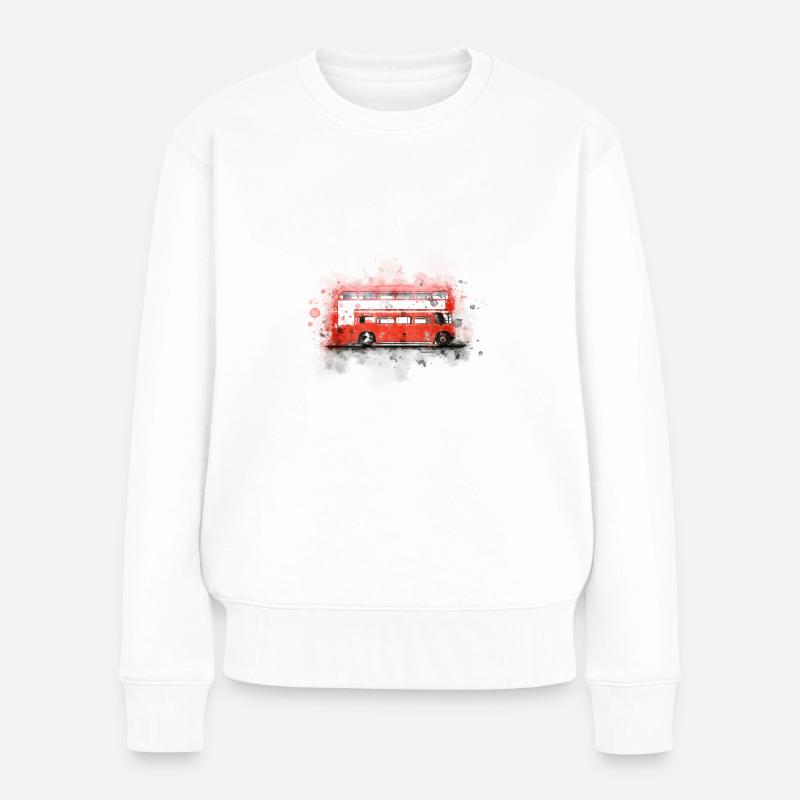 London Bus Doppeldecker british UK - Frauen Premium Bio Pullover - Weiß