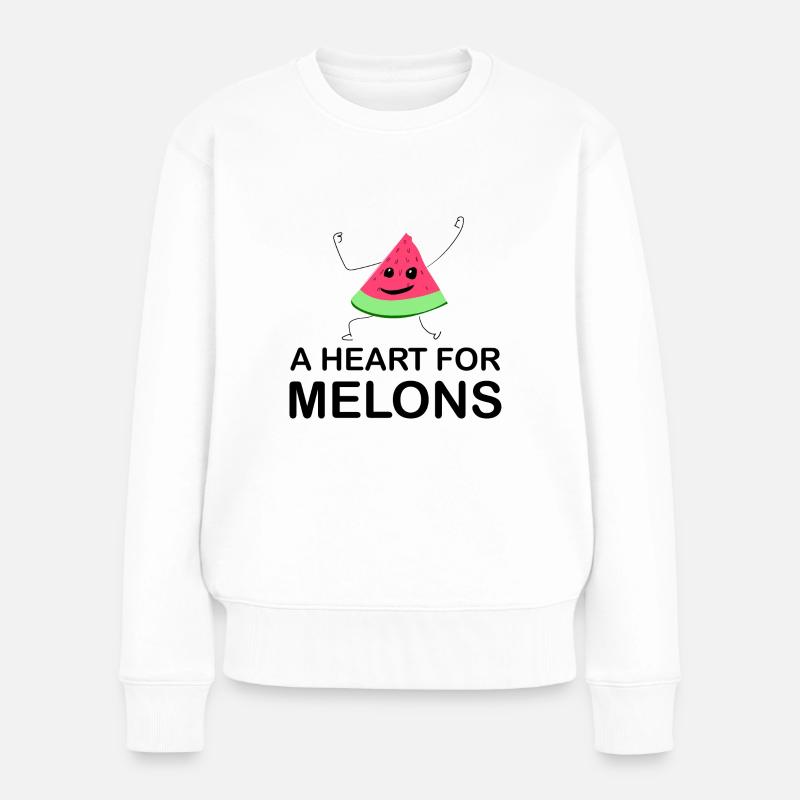 Melone Melonen Wassermelone - Frauen Premium Bio Pullover - Weiß