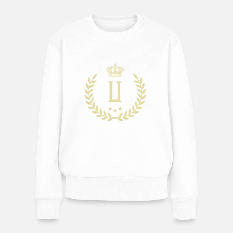 U Buchstabe Kranz - Frauen Premium Bio Pullover - Weiß