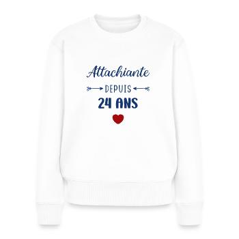 Attachiante depuis 24 ans - Pull Premium bio Femme - blanc - Devant - Julia (174cm)