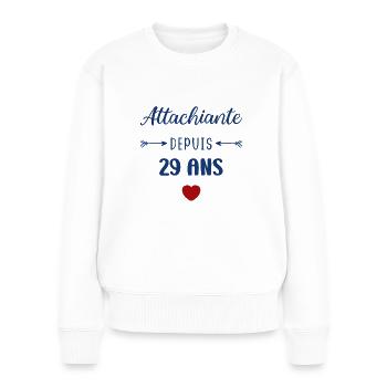 Attachiante depuis 29 ans - Pull Premium bio Femme - blanc - Devant - Julia (174cm)