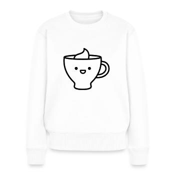 Kaffeebecher - Frauen Premium Bio Pullover - Weiß - Vorne - Julia (174cm)