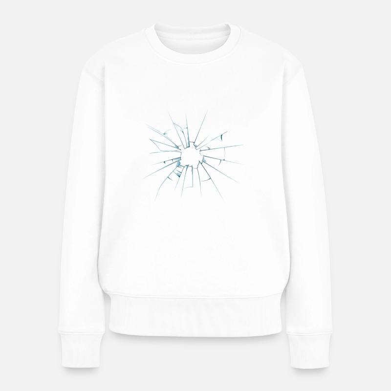 Glas Bruch - Frauen Premium Bio Pullover - Weiß