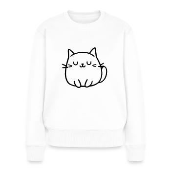 Katze - Frauen Premium Bio Pullover - Weiß - Vorne - Julia (174cm)
