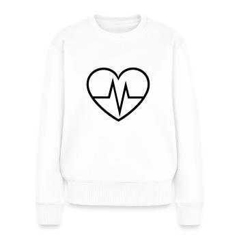 battement de coeur - Pull Premium bio Femme - blanc - Devant - Julia (174cm)