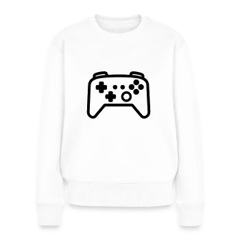 Controller für Videospiele - Frauen Premium Bio Pullover - Weiß - Vorne - Julia (174cm)