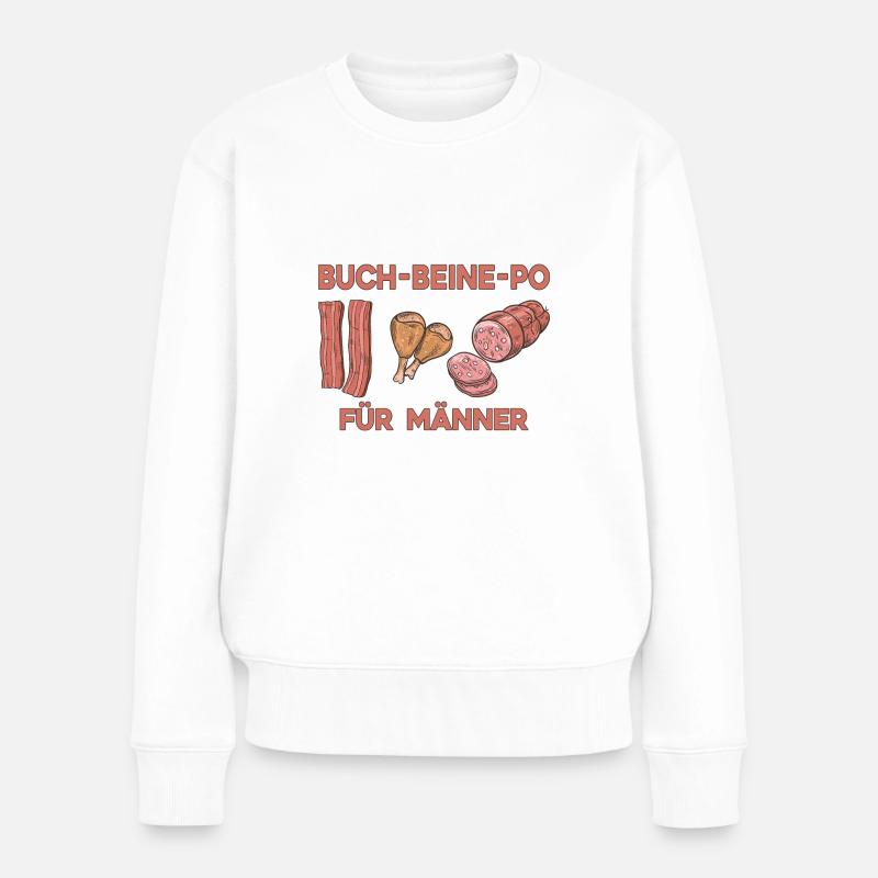 Fleisch Liebe Fleisch Schweinefleisch Hühnerfleisc - Frauen Premium Bio Pullover - Weiß