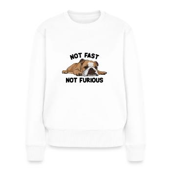 Englische Bulldogge nicht schnell nicht wütend - Frauen Premium Bio Pullover - Weiß - Vorne - Julia (174cm)