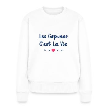 Les copines c'est la vie - Pull Premium bio Femme - blanc - Devant - Julia (174cm)