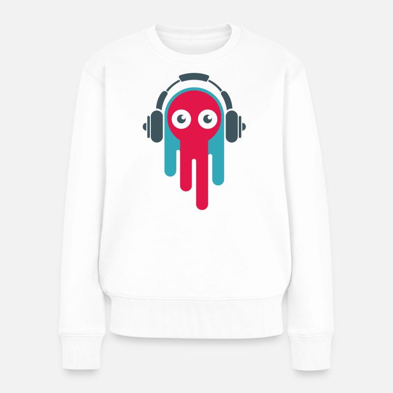 beat music symbol cartoon ghost comic funny - Frauen Premium Bio Pullover - Weiß