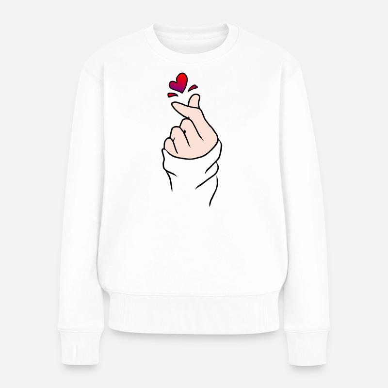 Doigt Cœur Amour - Pull Premium bio Femme - blanc