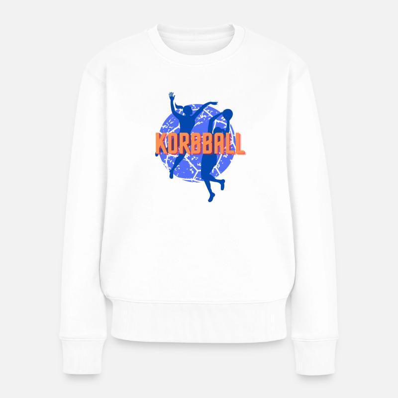 Korbball blaues Logo - Frauen Premium Bio Pullover - Weiß