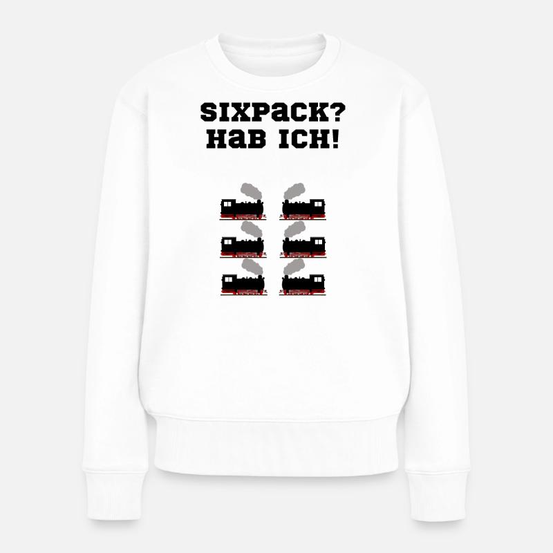 eisenbahn sixpack modelleisenbahn - Frauen Premium Bio Pullover - Weiß