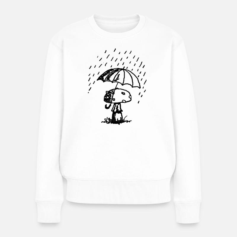 Pilze im Regen - Frauen Premium Bio Pullover - Weiß