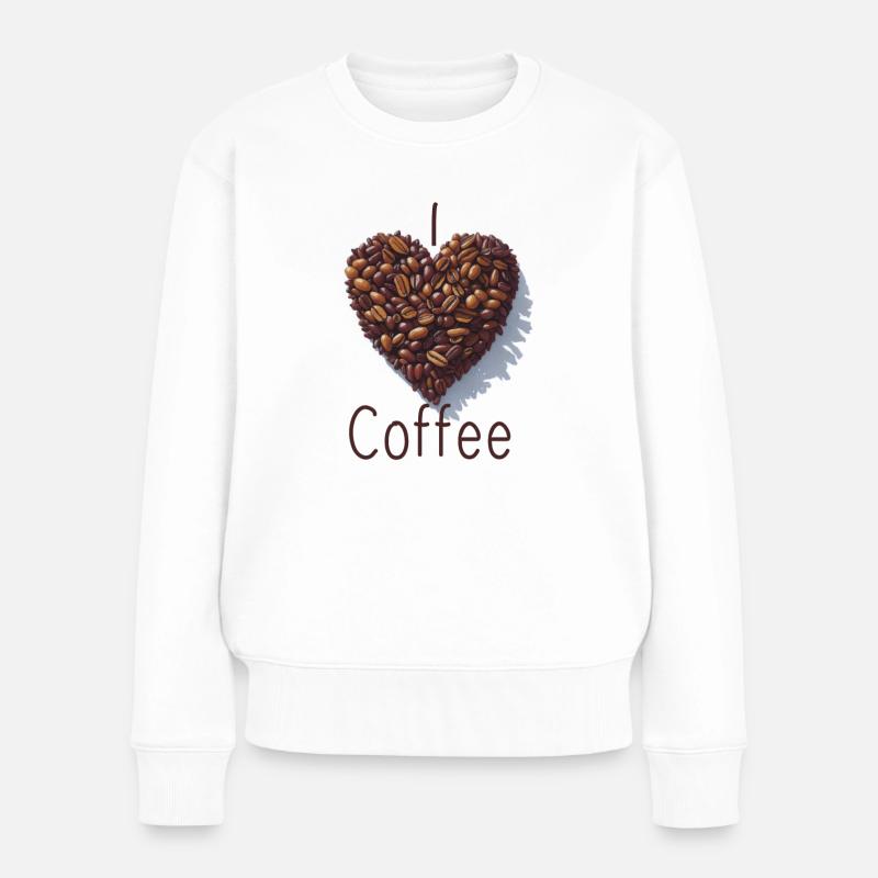 ich liebe Kaffee - Frauen Premium Bio Pullover - Weiß