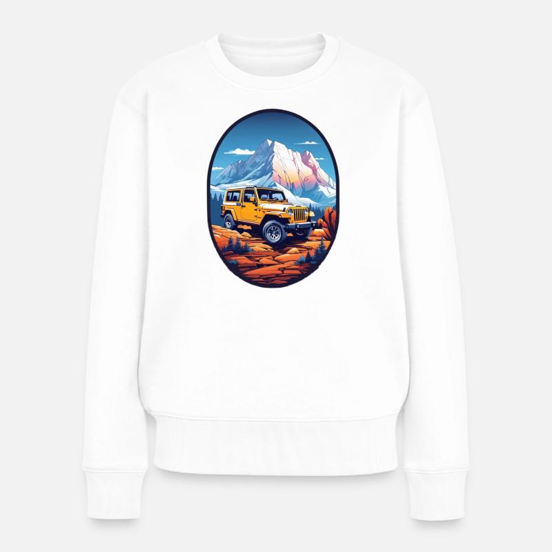Geländewagen 4x4 - Frauen Premium Bio Pullover - Weiß