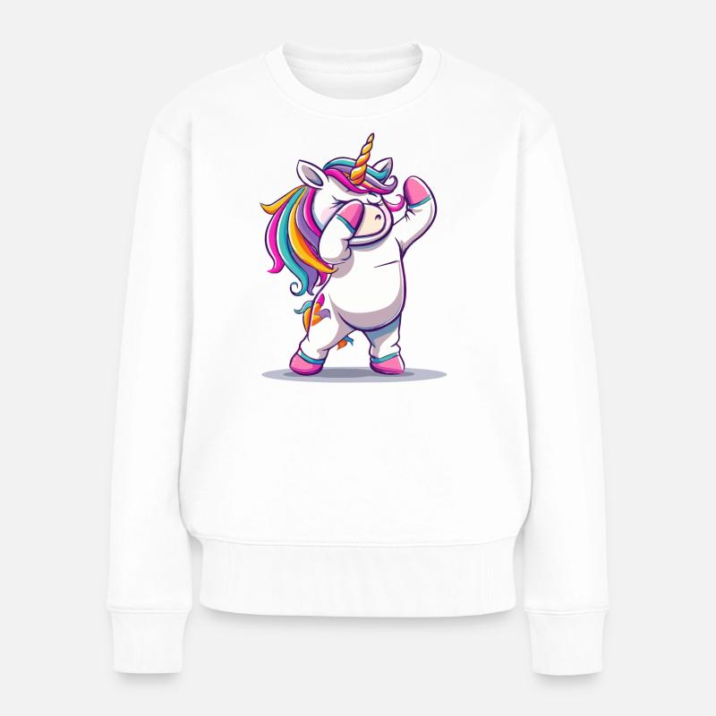 Tanzendes Einhorn - Frauen Premium Bio Pullover - Weiß