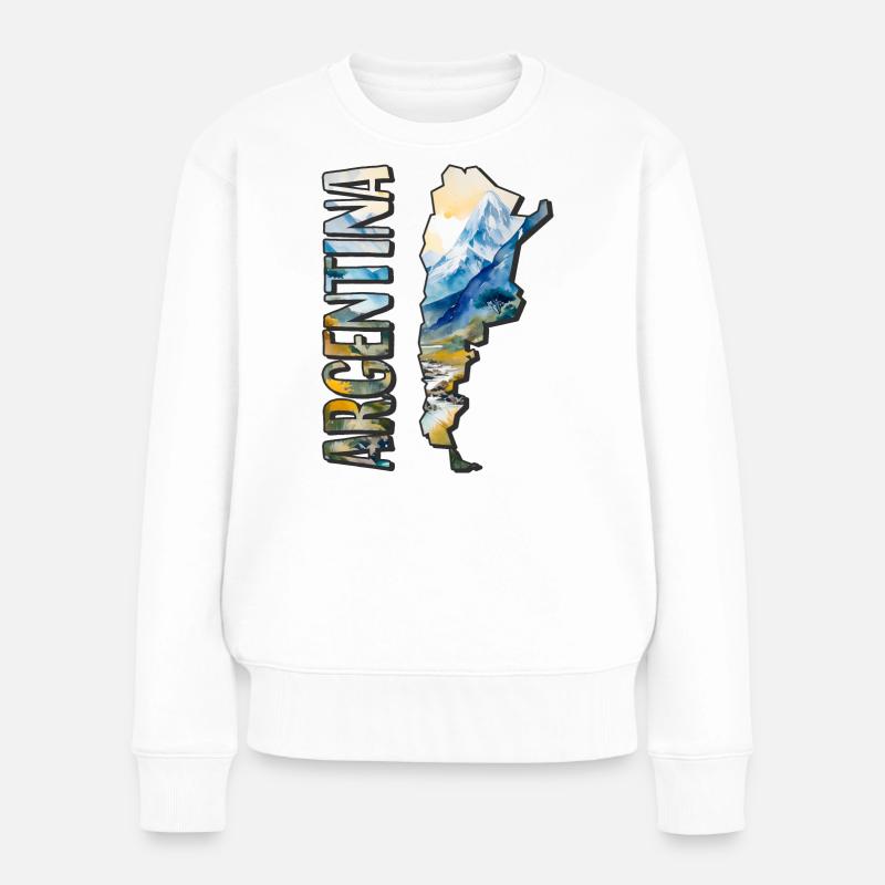 Aquarell Landkarte Argentinien - Frauen Premium Bio Pullover - Weiß